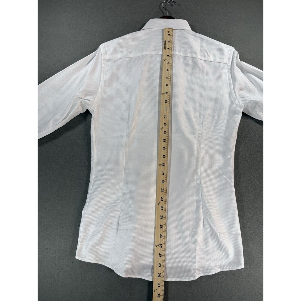 Eton Mens Slim Solid King Oxford Shirt White Sz 14.5 Long Sleeve Textured Button - Picture 8 of 10